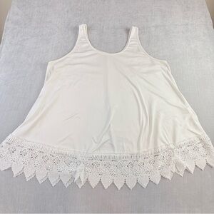 Women’s 3x Elegant White Tank with Lace Hem